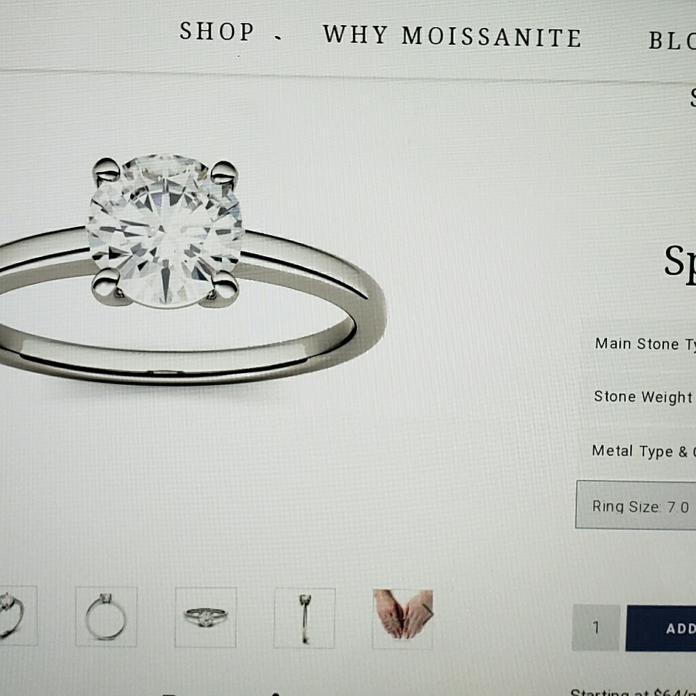 1 CTW Charles & Colvard Round Moissanite ring